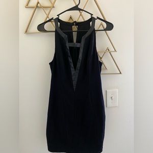 Black mini dress front v cut
